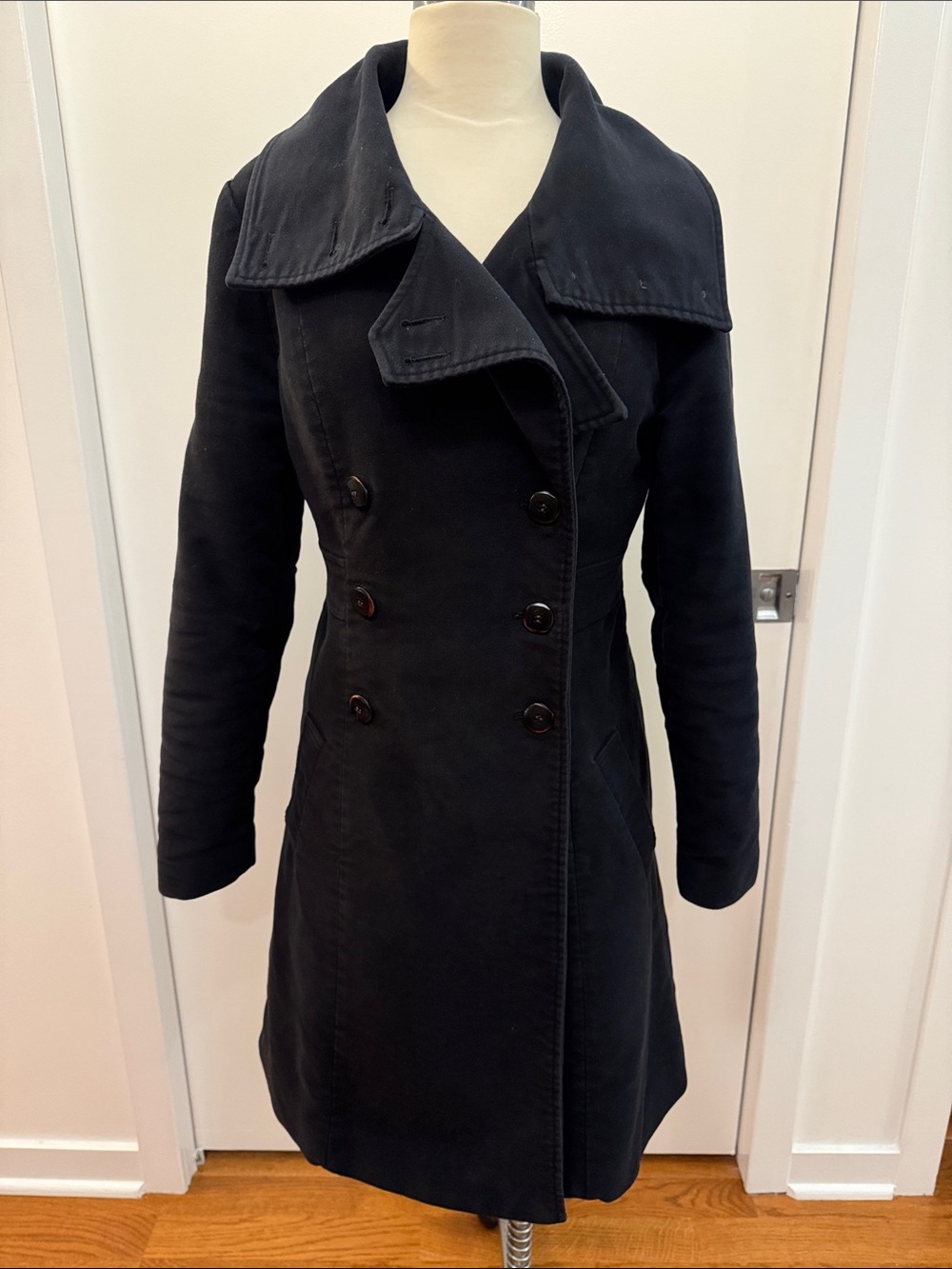 Vaute Couture Belden Black Vegan Wool Double Breasted Coat – Rare